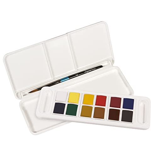 Daler Rowney Aquafine 12-pc Watercolor Travel Set - Watercolor Paint Set for Watercolor Paper and More - Watercolor Set for Artists and Students - Water Color Paint for All Skill Levels - size: 12 Count (Pack of 1), style: Travel Set