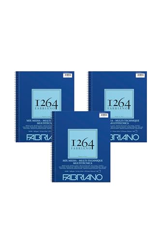 Fabriano 1264 Mixed Media Pad, 11" x 14", Spiral Bound, 110 lb., 3-Pack - size: 11" x 14", 3-Pack