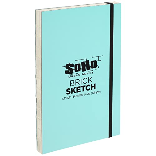 SoHo Urban Artist Brick Sketchbook Journals for Sketching, Drawing, Colored Pencils, Graphite, and More - Sketch 5.5"x8.5" (100 GSM, 80 Sheets) - 2 Pack - color: Sketch, size: 5.5 x 8.5in