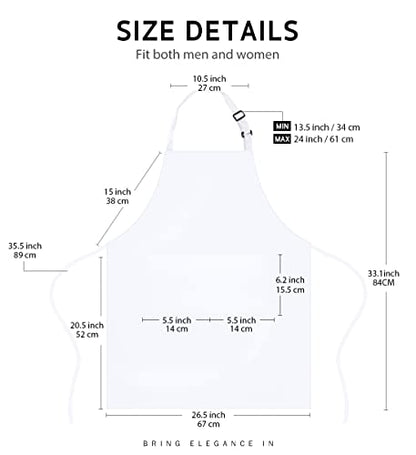 Syntus Apron for Men Women, Adjustable Cooking Kitchen Apron with 2 Pockets | Machine Washable, Firm Stitching, Stain Resistance, Long Tie Straps, 2 Pockets, Versatility, Unisex Use, Gift, BBQ - color: Basic White, style: 2 Cotton