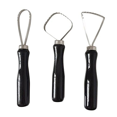 3pcs Sculpture Scraper Knife Carved Sludge Shaper Ceramic Pottery Clay Trimming Big Loop Tools Set