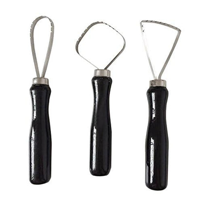 3pcs Sculpture Scraper Knife Carved Sludge Shaper Ceramic Pottery Clay Trimming Big Loop Tools Set