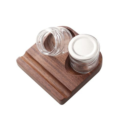 Wooden Calligraphy Brush Holder with Glass Inkwell Container, Set with Angled Tip Holder Base (Upgraded Two Glass Ink Holders) - style: Upgraded Two Glass Ink Holders