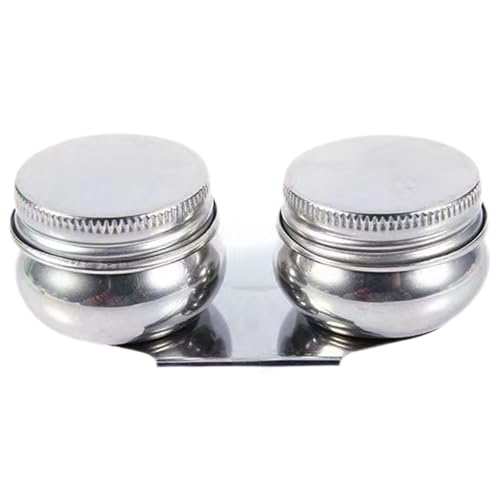 Double Dipper Palette Cup, Stainless Steel Oil Painting Pot Container with Screw Lid and Clip, Palettes Container Cup for Acrylic or Oil Paint, Can Clip on Palette