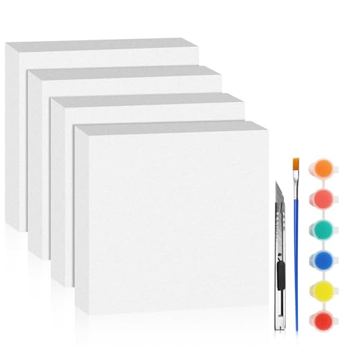 LuckyFoam White 4 Pack 12x12x2 inch Foam Sheets 2 Inch Thick | Polystyrene Rectangles XPS Foam Board Craft for Insulating DIY Modeling Art Supplies - color: white, size: 12x12x2 inch 4pcs