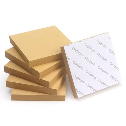 Sticky Notes 3x3 with Bright Colors, 6 Pads 100 Sheets/Pad (Kraft Paper) | Brown Self-Stick Notes Pads, 600 Sheets Total, Easy to Stick and Remove, Perfect for Office, School and Home - color: Kraft Paper