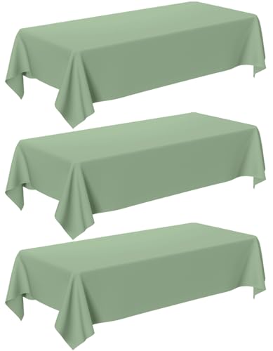 Oigco Sage Green Tablecloth - 3 Pack 54" × 108" Rectangle Disposable Sage Green Table Cloth, Waterproof Plastic Table Cover for Party, Wedding, Holiday & Gathering Use - color: Sage Green