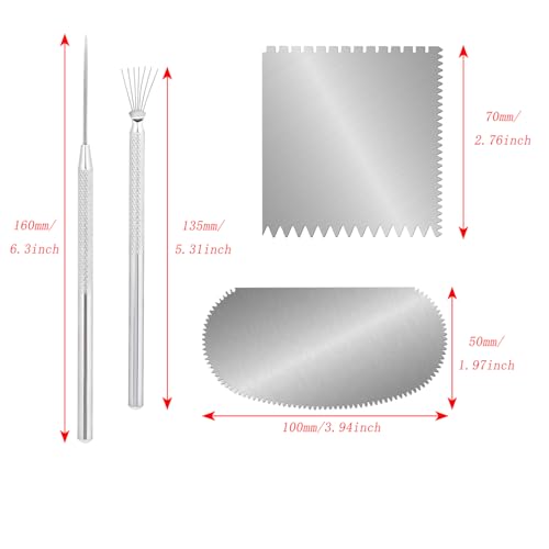 YTgilo 4PCS Pottery Modeling and Carving Tool Set with Steel Serrated Ribs Clay Detail Needles Wire Needle Tools Suitable for Ceramic Texture Creation Carving Modeling