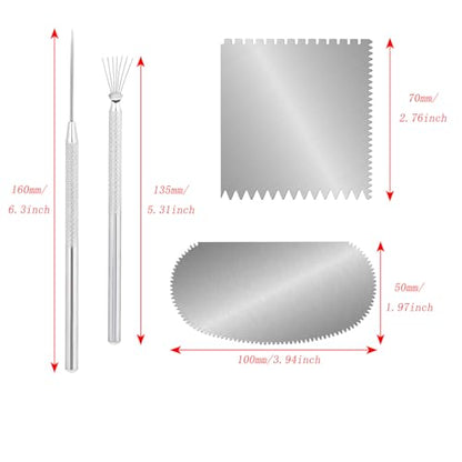 YTgilo 4PCS Pottery Modeling and Carving Tool Set with Steel Serrated Ribs Clay Detail Needles Wire Needle Tools Suitable for Ceramic Texture Creation Carving Modeling