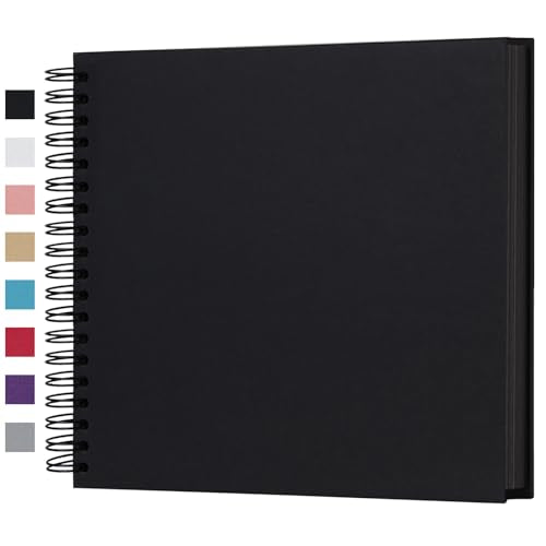 potricher 10 x 10 Inch DIY Scrapbook Photo Album 80 Pages, Black - color: Black, size: 10 Inch 80 Pages