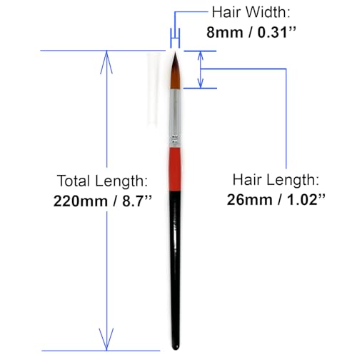Size #10 Pointed Round Paint Brush Set of 12, Premium Taklon Synthetic Hair - size: Size #10 Pointed Round (12 PCS)