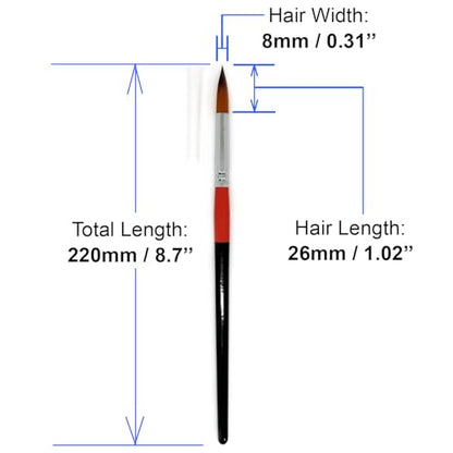 Size #10 Pointed Round Paint Brush Set of 12, Premium Taklon Synthetic Hair - size: Size #10 Pointed Round (12 PCS)
