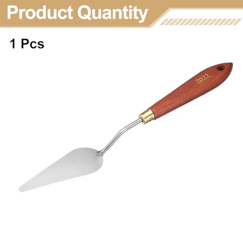 HARFINGTON Palette Knife Painting Tool 3.23" x 1.14" Stainless Steel Teardrop Blade 9.45" Length Spatula Painting Pallet Knives with Hole Beech Wood Handle for Oil Acrylic Canvas, Red/Silver - size: 9.45" x 1.14" x 3.23"