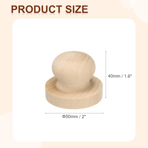 PATIKIL 50mm Stamp Wood Round Handle, Wooden Knobs Stamp Mounts Drawer Pulls for Stamp Making DIY Crafting Scrapbooking, Brown - size: 50mm