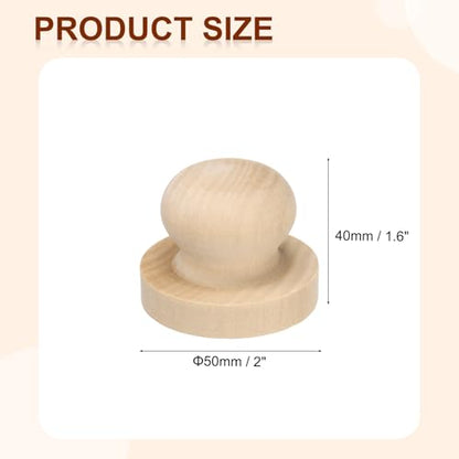 PATIKIL 50mm Stamp Wood Round Handle, Wooden Knobs Stamp Mounts Drawer Pulls for Stamp Making DIY Crafting Scrapbooking, Brown - size: 50mm