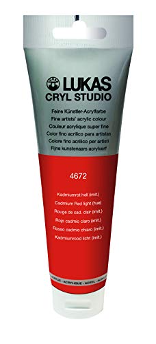 Lukas CRYL Studio Artist Acrylic Paint, Cadmium Red Light Hue, 125 ml Tube - High Pigment Acrylic Paints for Canvas Painting, Large Scale Works - Medium-Viscosity, Water-Mixable, Fast Drying - color: Cadmium Red Light Hue, size: 4.23 Fl Oz (Pack of 1)