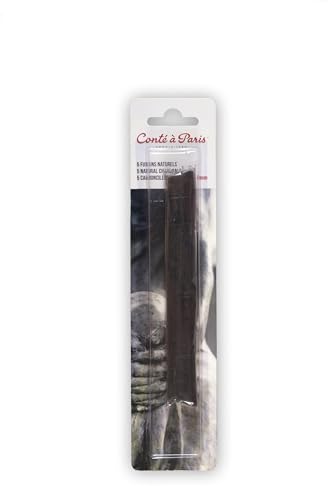 Conté à Paris Natural Charcoals, Set of 5, Round 6mm | Produces Bold Expressive Marks, Excellent For Large Scale Studies, Easy Smudging And Tonal Blending - style: 5 Count Natural Charcoal Round 6mm