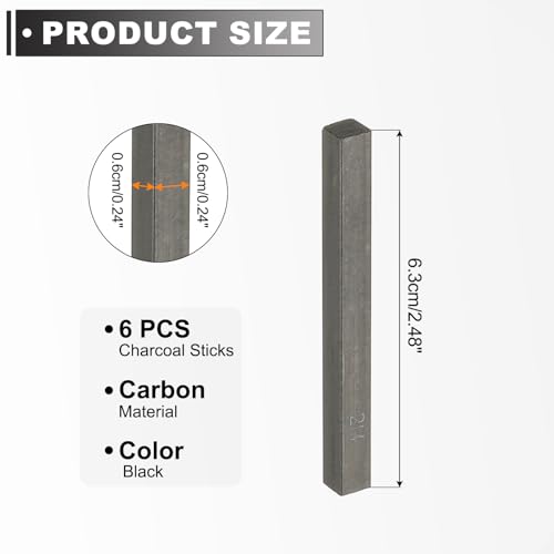 PATIKIL Compressed Charcoal Sticks, 12 Pack 2H Grade Art Supplies Sketch Square Stick for Artist Drawing Sketching Shading Painting, Black