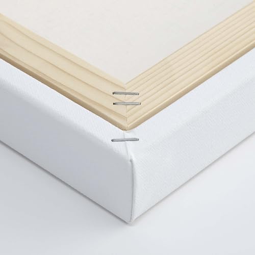 The Edge Eco-Friendly Recycled Cotton Stretched Canvas for Painting - 8x8 Box of 3 - Medium-Textured, Triple Acrylic Primed All Media Painting Canvas, 320gsm, 1-1/2 in. Deep Pine Stretchers - size: 8x8 in