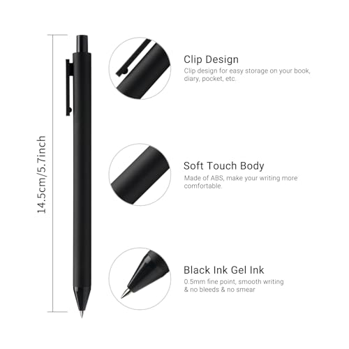 Kaco Gel Pens 0.5 mm Fine Point Black Ink 10PCS, Quick Dry Smooth Writing | Aesthetic School Office Supplies Retractable Pens Low Center of Gravity - color: 0.5mm 10 PCS Black