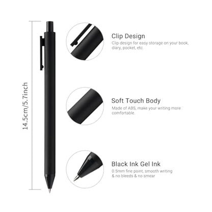 Kaco Gel Pens 0.5 mm Fine Point Black Ink 10PCS, Quick Dry Smooth Writing | Aesthetic School Office Supplies Retractable Pens Low Center of Gravity - color: 0.5mm 10 PCS Black