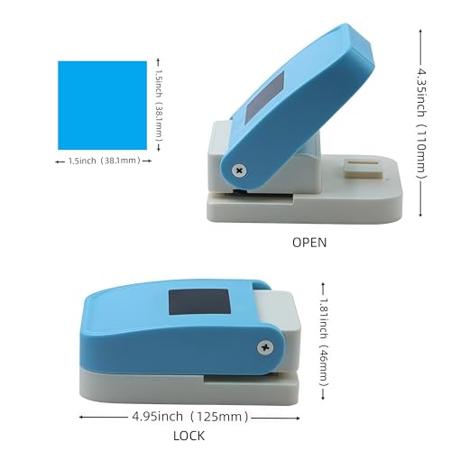 1.5 inch Square Punch Craft Lever Punch Handmade Paper Punch for Crafting Scrapbooking Cards,DIY Cards Making 1.5X1.5 inch Equilateral Square Colour By Random - color: W25-1.5LP Square