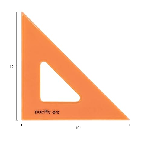 Pacific Arc's Scholastic Triangle - 12 inch - Fluorescent - 45/90 Angle - Polystyrene - Inking Edge - Technical Drawing Tools, Drafting, Architect and Engineering. - style: 12 inch, 45/90