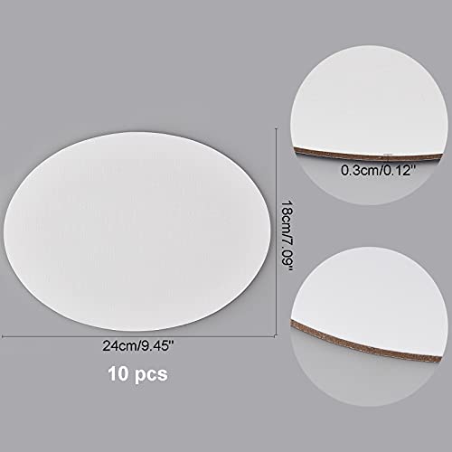 NBEADS 10 Pcs Canvas Panels, Wood and Linen Painting Canvas Oval Blank Oil Paint Board for Painting Craft Drawing, White, 18x24x0.3cm - size: L.W: 9.4"×7"/Thi: 0.1"-Oval