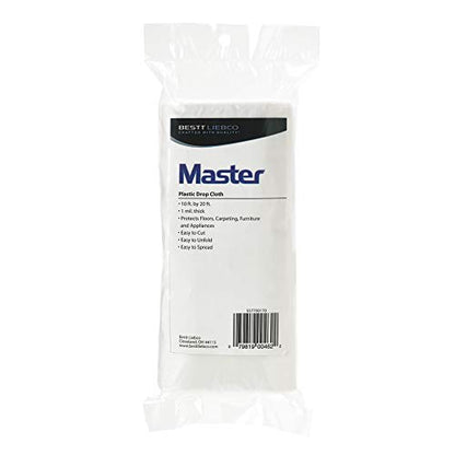 Bestt Liebco 557700170 Master 10' x 20' Clear 1 mil Plastic Drop Cloth - size: 10 x 20 ft.