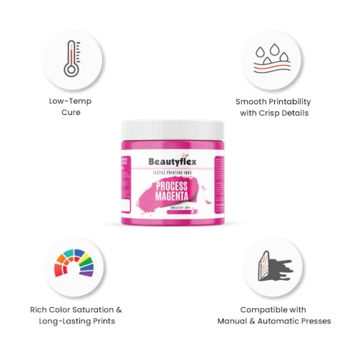 Process Magenta Screen Printing Ink, 8 oz Plastisol Fabric Ink - color: Process Magenta, size: 8 fl oz