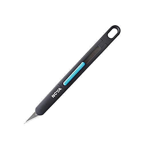 Nova Precision Craft & Hobby Knife, Premium Safety Cutter for Trimming, Vinyl Weeding and Art, Innovative Flat Design for a Better Use, Retractable #11 Fine Point Blade, Super Slim and Safe - color: Blue