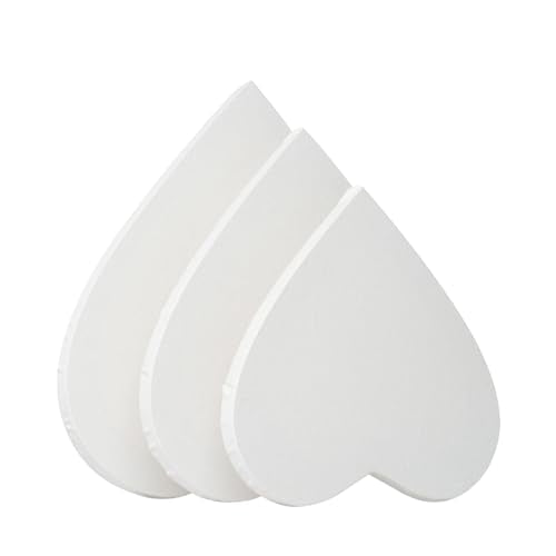 TRANSON 3 Sizes Heart Shaped Stretched Canvas Primed Ready for Painting - size: Heart 3PCS
