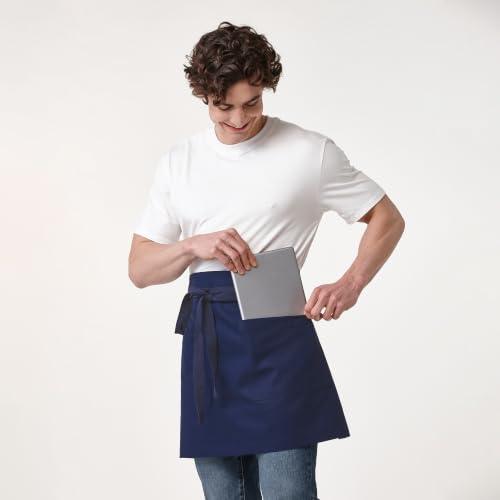 Waist Apron for Men Server Bistro Half 4251BY - color: Navy, size: 1 Pack