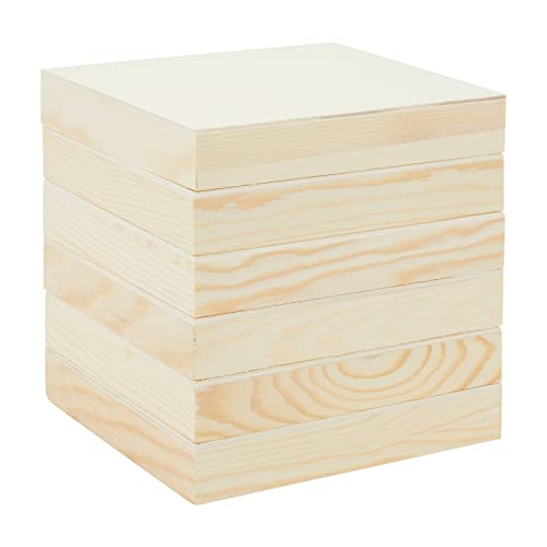 Bright Creations Wood Panel Canvases for Painting - 5 x 5 in, 0.85 in Thick, Pack of 6 - Unfinished Pine Deep-Cradle Wooden Blocks for Crafts - size: 5x5 inch