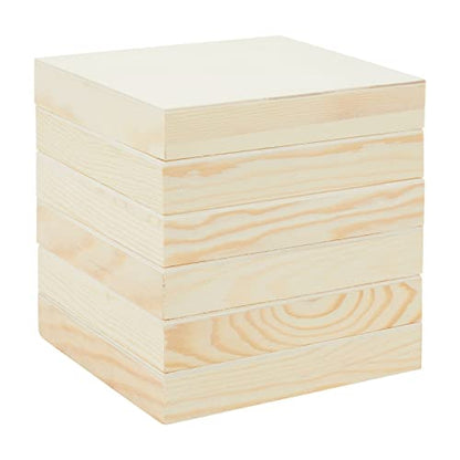 Bright Creations Wood Panel Canvases for Painting - 5 x 5 in, 0.85 in Thick, Pack of 6 - Unfinished Pine Deep-Cradle Wooden Blocks for Crafts - size: 5x5 inch