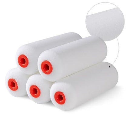 Mister Rui 4 Inch Foam Paint Roller Covers, 50 kg/m³, 5 Pack | High-Density Foam for Furniture, Cabinets and Trim. Fits 4 Inch Frames and Applies Oil- or Water-Based Paint Evenly - size: 50 kg/m³, 5 Pack