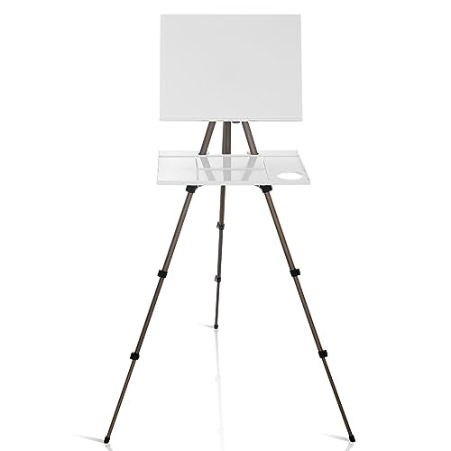 Ireer 17-65 Inch Artist Watercolor Portable Easel with Sturdy Tripod Adjustable Aluminum Metal Easel Stand with Tray Lightweight Travel Easel for Painting Canvas Kids Adults Tabletop Floor Display