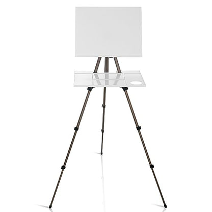 Ireer 17-65 Inch Artist Watercolor Portable Easel with Sturdy Tripod Adjustable Aluminum Metal Easel Stand with Tray Lightweight Travel Easel for Painting Canvas Kids Adults Tabletop Floor Display