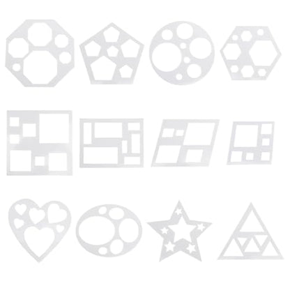 12 Pcs Drawing Stencil Geometric Stencils Circle Square Heart Star Template Set for Painting Basic Shape Tracing Simple Drawing Stencils for Classroom Painting DIY Craft (9x9 Inches) - size: Large