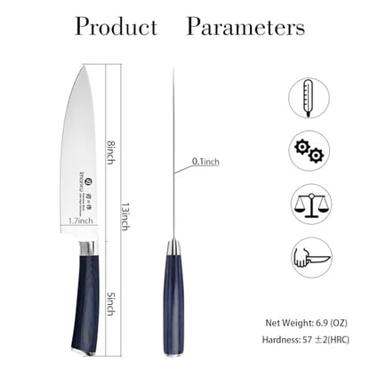 imarku 8 Inch Japanese High Carbon Gyutou Chef Knife, Blue Pakkawood Handle | Stainless Steel Blade, Daily Home Cooking Prep, Ultra Sharp Professional Kitchen Knife, Premium Gift for Men and Women - color: Blue