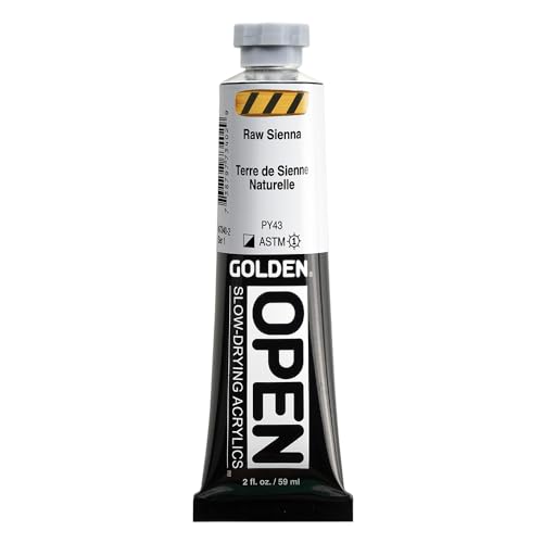 GOLDEN OPEN Slow-Drying Acrylics, Raw Sienna, 2 fl. oz. Tube - color: Raw Sienna, size: 2 Fl Oz (Pack of 1)