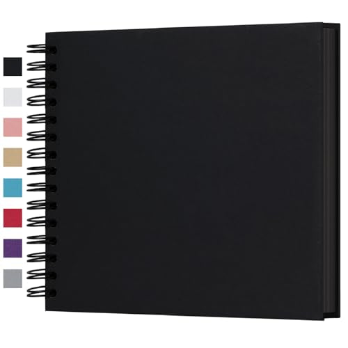 potricher 8 x 8 Inch DIY Scrapbook Album 80 Pages with Kraft Paper, Black - color: Black, size: 8 Inch 80 Pages