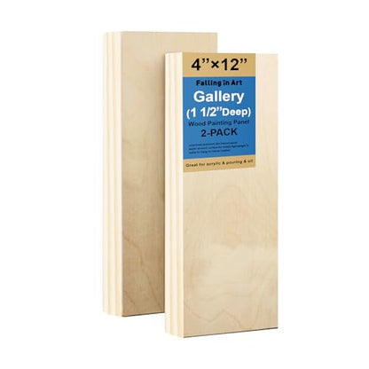 Falling in Art 2 Pack 4x12'' Unfinished Gallery Birch Wood Canvas Panels - size: 4*12 2 Pack