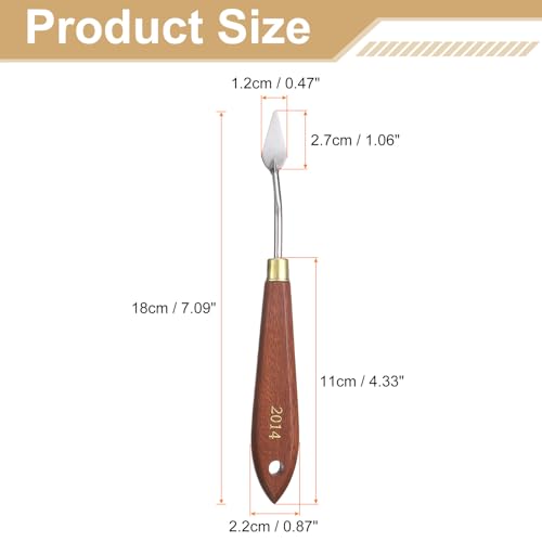 HARFINGTON Palette Knife Painting Tool 1.06" x 0.47" Stainless Steel Teardrop Blade 7.09" Length Spatula Painting Pallet Knives with Hole Beech Wood Handle for Oil Acrylic Canvas, Red/Silver - size: 7.09" x 0.47" x 1.06"
