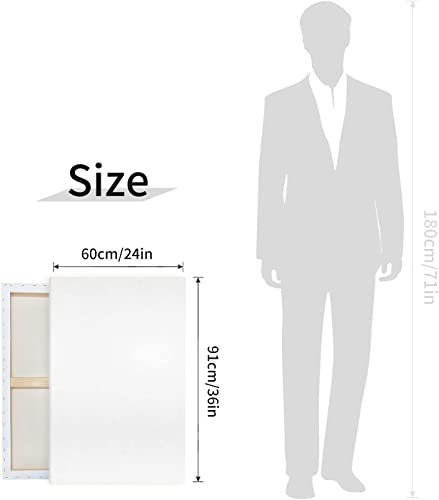 ™ Med Weight Traditional Stretched Canvas 24” x 36”, Oil & Acrylic Paints Triple Acrylic Primed Gesso Wood Frame Canvas Smooth Surface & Reduce Absorbency, Acid-Free White, 24x36 Canvas. - size: 24" x 36"