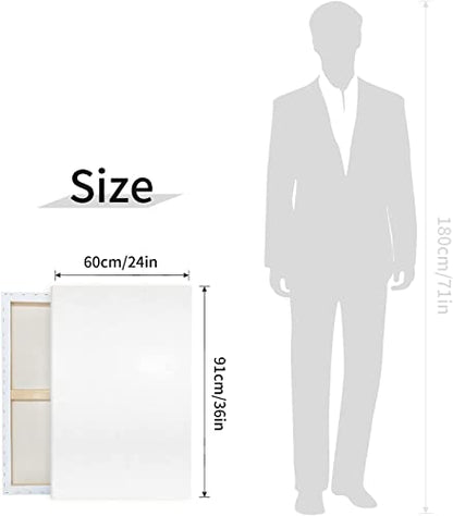 ™ Med Weight Traditional Stretched Canvas 24” x 36”, Oil & Acrylic Paints Triple Acrylic Primed Gesso Wood Frame Canvas Smooth Surface & Reduce Absorbency, Acid-Free White, 24x36 Canvas. - size: 24" x 36"