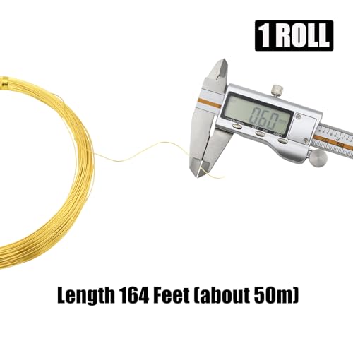22 Gauge Aluminum Craft Wire, 164FT 0.6mm Gold Bendable Wire | Anodized Jewelry Wire for Crafts, Jewelry Making, Floral Arranging, Sculpting, Armature, Bonsai, Wire Wrapping, Lightweight - size: 22, style: Gold