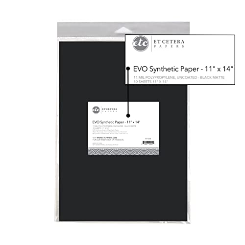Alcohol Ink Paper- 10 Pack Reusable Synthetic Matte Black 11” x 14” – Non-Absorbent Tear Resistant Polypropylene Material – Recyclable - color: Black, size: 11 x 14 Inches
