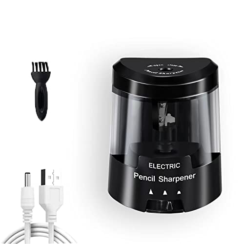 Electric Pencil Sharpener, Battery (Not Included) USB Powered, Portable for NO.2 Pencils, Automatic and Durable with 3 Sharpness Options - Classroom, Home, Office Black - color: Black