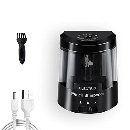 Electric Pencil Sharpener, Battery (Not Included) USB Powered, Portable for NO.2 Pencils, Automatic and Durable with 3 Sharpness Options - Classroom, Home, Office Black - color: Black